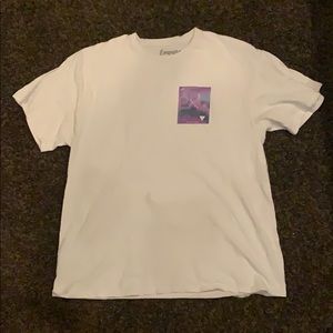 white tee shirt will purple logo